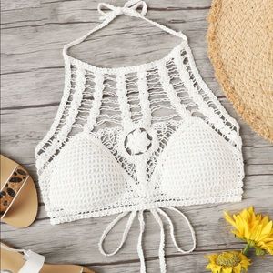 OWO Crochet Halter Top (Off- White)